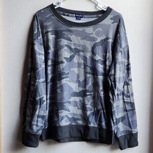 Splendid Lightweight Gray Camo Sweatshirt Size Large